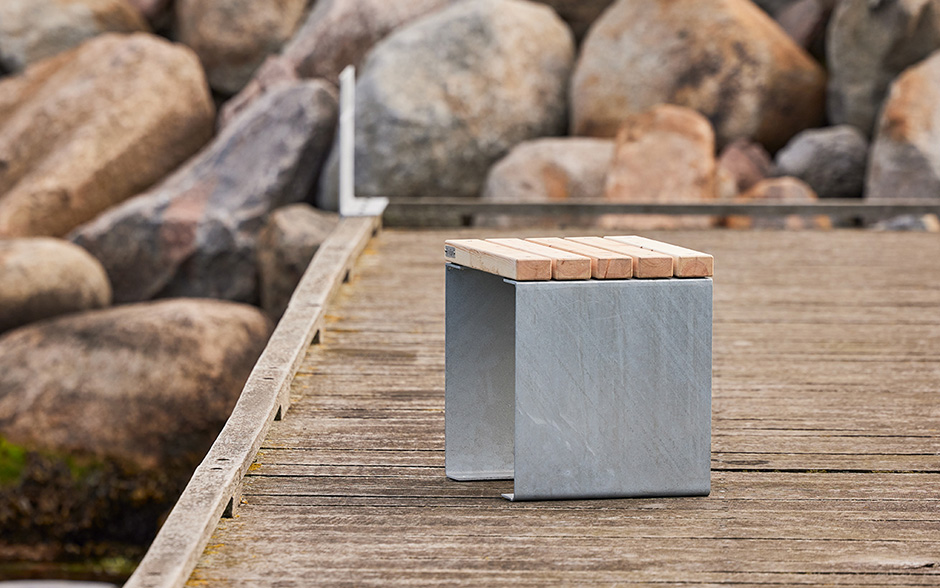 LINN tabouret ou table d'appoint acier & bois