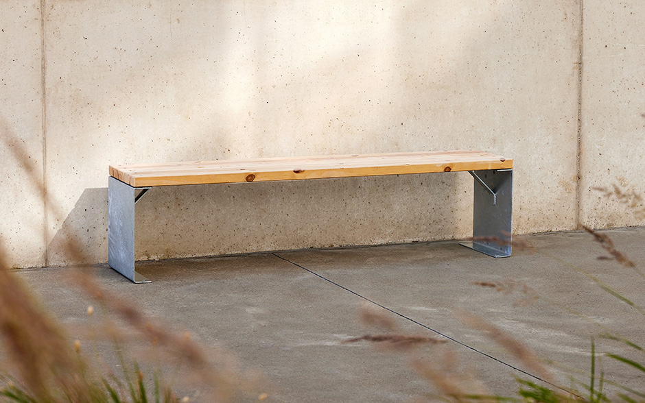 LINN banc sans dossier acier & bois