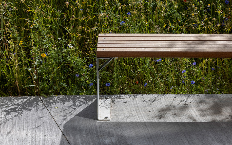 LINN banc sans dossier acier & bois