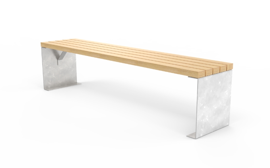LINN banc sans dossier acier & bois