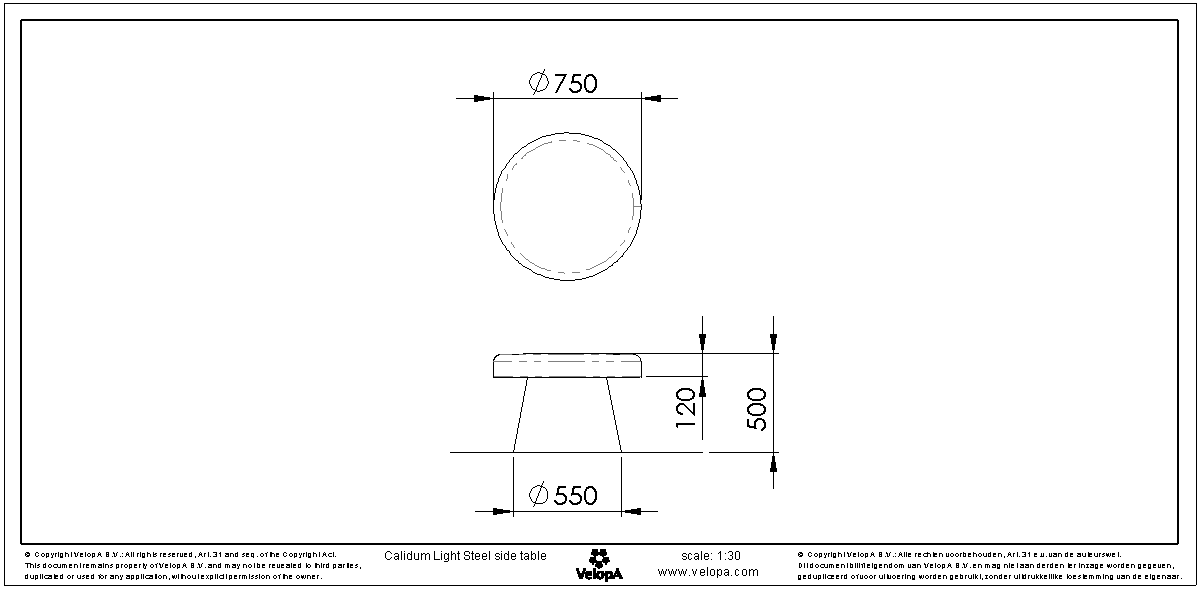 Table d'appoint Calidum Light en acier