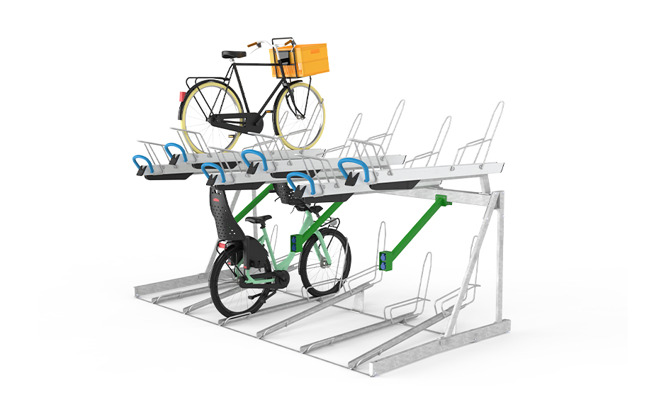 VelopA-Up BMF rack double-étage avec points de recharge