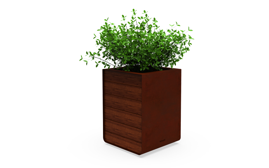 Reposa jardinière acier Corten & bambou 250L