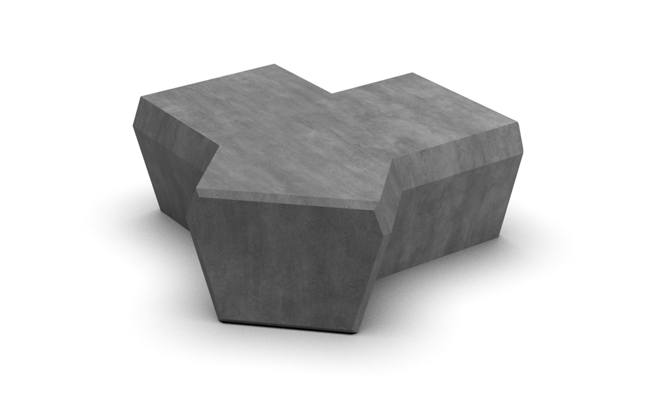 Banc circulaire Rino en béton à trois branches