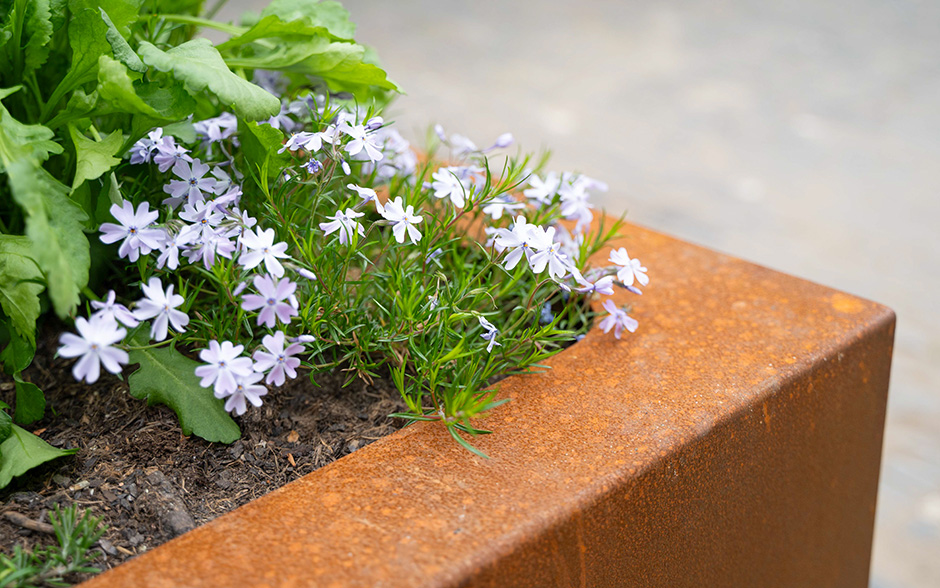 Reposa jardinière acier Corten 500L