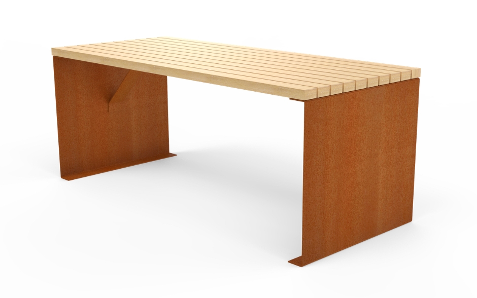 LINN table acier Corten & bois