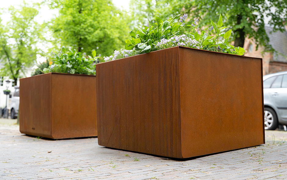 Reposa jardinière acier Corten 500L