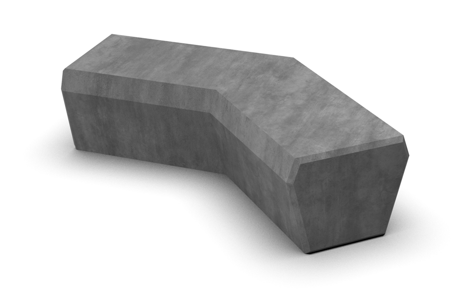 Banc circulaire Rino en béton angle